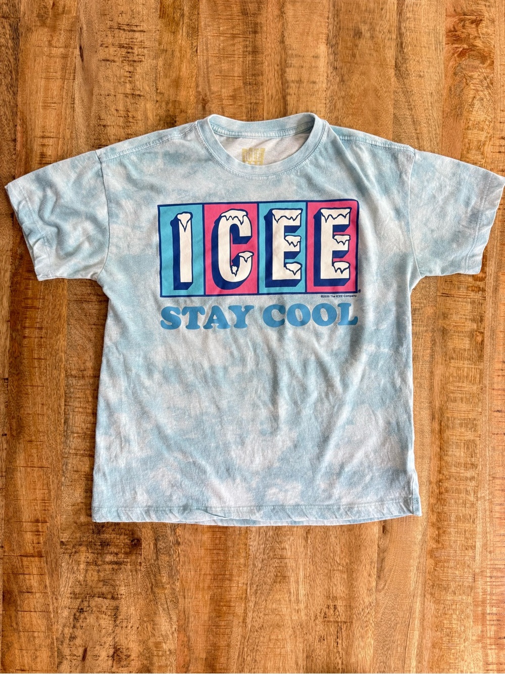 ICEE Stay Cool Blue Tie Dye Graphic Tee Youth XL 14-16 Retro Summer Shirt